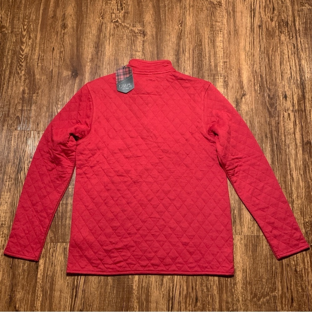 Chaps Quilted Pullover Shirt 1/4 Snap Red Long Sleeve Mock Neck Men’s XL NWT - Picture 8 of 8